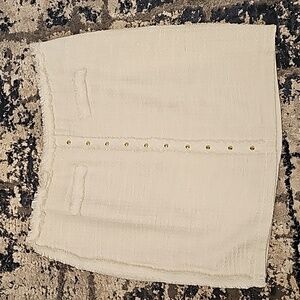 Jennifer Lopez pencil skirt studded ivory fringe size 14